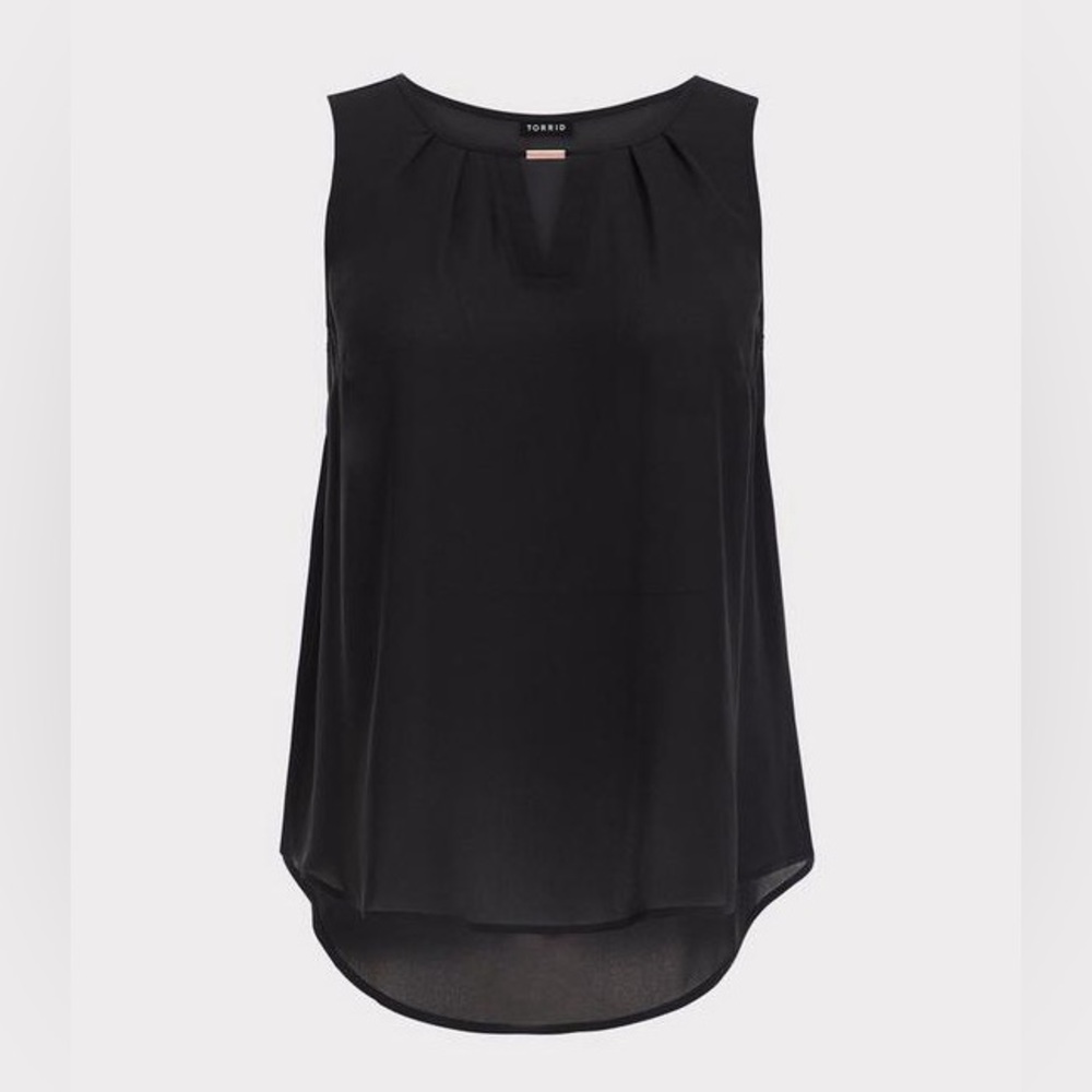 Torrid Black Georgette Keyhole Tank Blouse 1X Flowy Lightweight